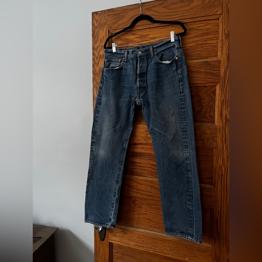 MODERN | Levi’s Distressed 501s, Inky Blue Wash, 34 x 30